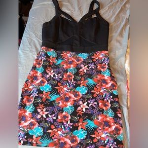 cute flower short dress with see through near the breast area